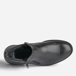 Boots noir en cuir à double zip