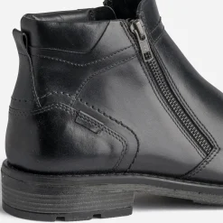 Boots noir en cuir à double zip