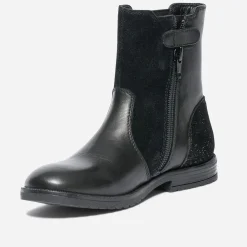 Boots noir en cuir et cuir velours
