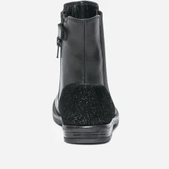 Boots noir en cuir et cuir velours