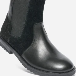 Boots noir en cuir et cuir velours