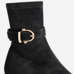 Boots noir suédé détail boucle