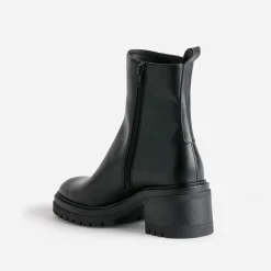 Boots TEXTO noir en cuir semelle crantée