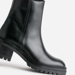 Boots TEXTO noir en cuir semelle crantée
