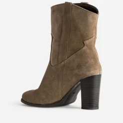 Boots TEXTO taupe cuir velours à franges