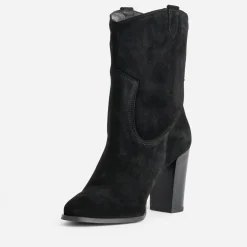 Boots western à talon noir cuir velours