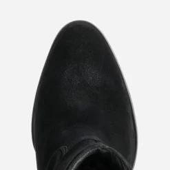 Boots western à talon noir cuir velours