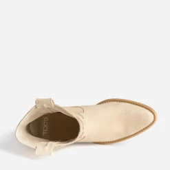 Boots Western TEXTO beige cuir velours éco-conçu