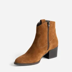 Boots Western TEXTO cognac cuir velours