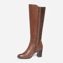 Botte à talon CAPRICE cognac en cuir et textile
