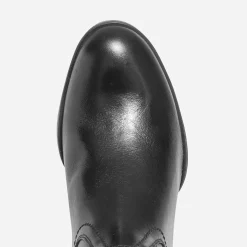 Botte à talon noire en cuir pour mollet fin