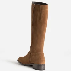 Botte camel cuir velours