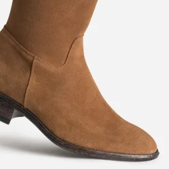 Botte camel cuir velours