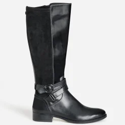 Botte CAPRICE noire bi-matière double bride