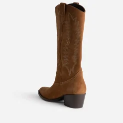 Botte cognac cuir velours éco-conçue esprit santiag