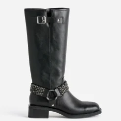 Botte de motard TEXTO noire bride à strass