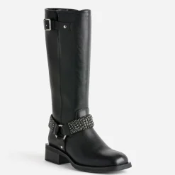 Botte de motard TEXTO noire bride à strass