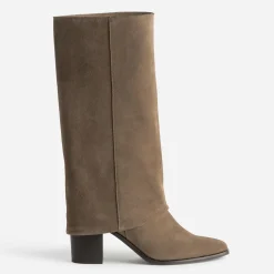 Botte fourreau TEXTO taupe cuir velours