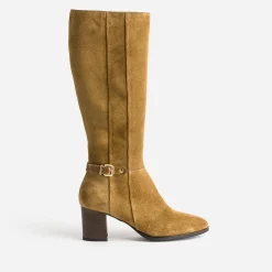 Botte marron clair en cuir velours