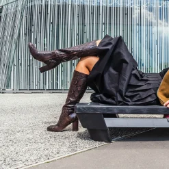 Botte marron effet python