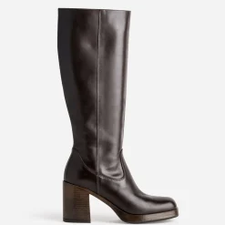 Botte marron en cuir esprit rétro