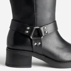 Botte motard TEXTO noire en cuir