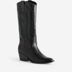 Botte noire cuir éco-conçue esprit santiag