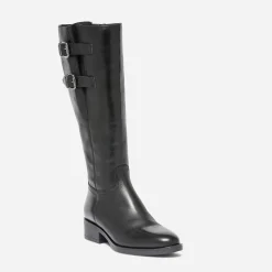 Botte noire en cuir à double boucle