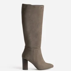 Botte taupe cuir velours