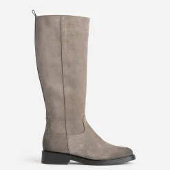 Botte taupe cuir velours