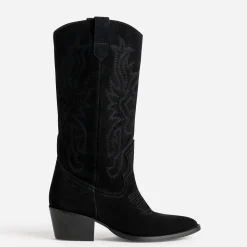 Botte TEXTO noire cuir velours western