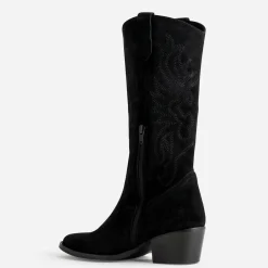 Botte TEXTO noire cuir velours western