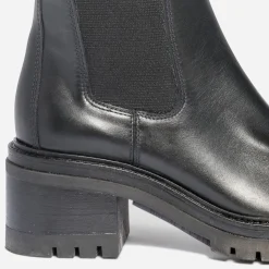 Botte TEXTO noire en cuir avec élastiques côtés