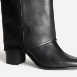 Bottes fourreau TEXTO noire cuir à talon