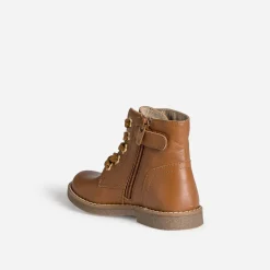 Bottine BUGGY camel cuir œillets-fleurs