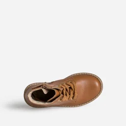 Bottine BUGGY camel cuir œillets-fleurs