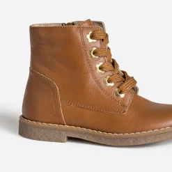 Bottine BUGGY camel cuir œillets-fleurs