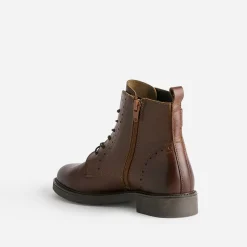 Bottine cognac cuir détails perforés