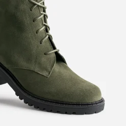 Bottine cuir velours kaki