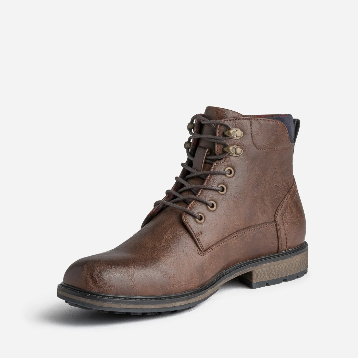 Bottine marron à doublure carreaux