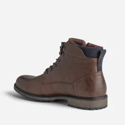 Bottine marron à doublure carreaux