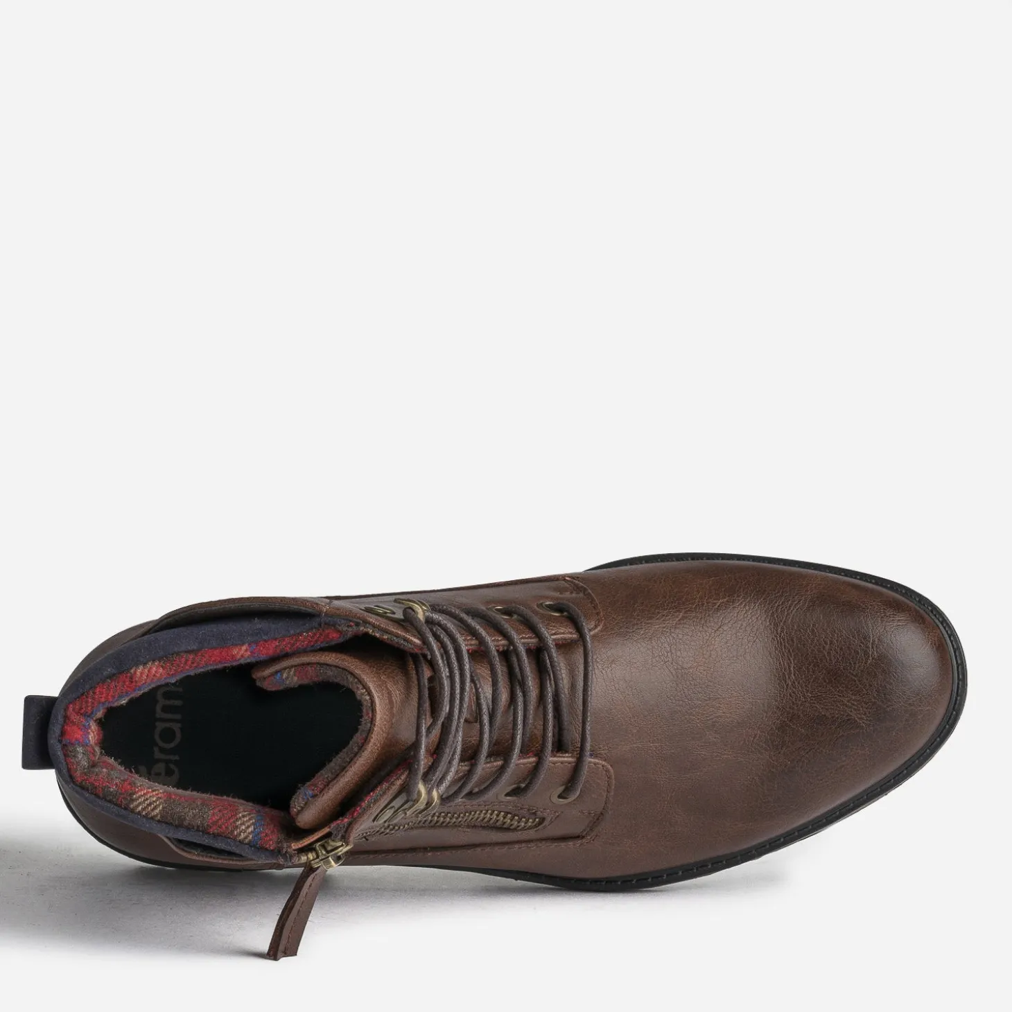 Bottine marron à doublure carreaux