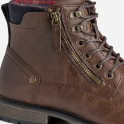 Bottine marron à doublure carreaux