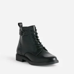 Bottine noire cuir détails perforés