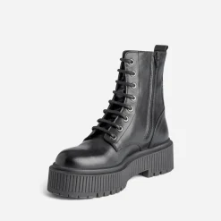 Bottine TEXTO noire en cuir à semelle plateforme