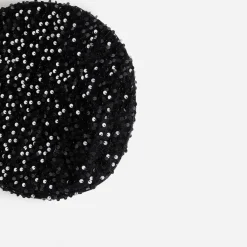 Béret TEXTO noir en velours brodé sequins