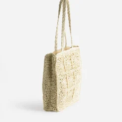 Cabas beige en paille papier