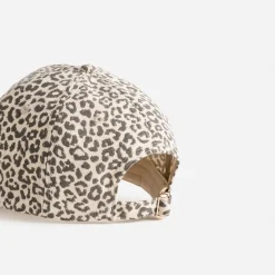 Casquette beige toile motif léopard