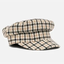 Casquette gavroche TEXTO beige à carreaux