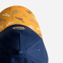 Casquette marine à visière ocre avec dino